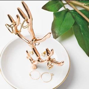 Laura Ashley Decorative Jewelry Holder Rose Gold Tree With White Dish